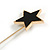 Black Acrylic Star, Pearl Bead Lapel, Hat, Suit, Tuxedo, Collar, Scarf, Coat Stick Brooch Pin In Gold Tone Metal - 65mm L - view 4