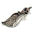 Black/ Grey Crystal Kitty/ Cat Brooch In Silver Tone Metal - 70mm Tall - view 7