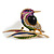 Multicoloured Enamel Crystal Bird Brooch In Gold Tone Metal - 45mm Across