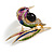 Multicoloured Enamel Crystal Bird Brooch In Gold Tone Metal - 45mm Across - view 3