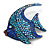 Statement Crystal Fish Brooch In Gun Metal Finish In Blue - 55mm Long - view 3