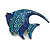 Statement Crystal Fish Brooch In Gun Metal Finish In Blue - 55mm Long - view 4