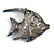 Statement Crystal Fish Brooch In Gun Metal Finish In Blue - 55mm Long - view 6