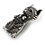 Black/ Hematite Grey Crystal Kitty/ Cat Brooch/ Pendant in Silver Tone - 50mm Tall - view 5