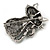 Black/ Hematite Grey Crystal Kitty/ Cat Brooch/ Pendant in Silver Tone - 50mm Tall - view 6