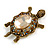 Stunning AB/ Champagne/ Topaz Crystal Turtle Brooch In Aged Gold Tone - 75mm Long - view 2