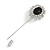 Oval Clear/ Black Crystal Lapel, Hat, Suit, Tuxedo, Collar, Scarf, Coat Stick Brooch Pin In Silver Tone - 65mm L - view 6