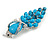 Stunning Turquoise Stone & Clear/ AB Crystal Bird Brooch In Silver Tone - 70mm Tall - view 4