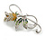 Large Silver Treble Clef Green/ Orange/ Clear Crystal Rose Brooch - 7cm Long - view 5