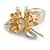 2 Tone Matte Faux Pearl Floral Cluster Brooch (Gold/ Silver) - 50mm Across