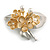 2 Tone Matte Faux Pearl Floral Cluster Brooch (Gold/ Silver) - 50mm Across - view 3