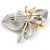 2 Tone Matte Faux Pearl Floral Cluster Brooch (Gold/ Silver) - 50mm Across - view 5