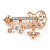 Rose Gold Tone Clear Crystal Guitar with Musical Charms Brooch - 45mm Across