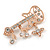 Rose Gold Tone Clear Crystal Guitar with Musical Charms Brooch - 45mm Across - view 2