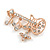 Rose Gold Tone Clear Crystal Guitar with Musical Charms Brooch - 45mm Across - view 3