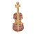 Gold Tone Pink Crystal Violin Musical Instrument Brooch - 45mm Tall