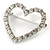 Silver Tone Clear Crystal Open Heart Brooch - 40mm - view 3