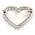 Silver Tone Clear Crystal Open Heart Brooch - 40mm - view 5