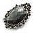 Vintage Inspired Oval Faceted Glass Cameo Brooch In Aged Silver Tone - 60mm Tall - view 2