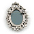 Vintage Inspired Oval Faceted Glass Cameo Brooch In Aged Silver Tone - 60mm Tall - view 4