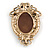Vintage Inspired Amber/ Citrine Crystal Oval Beige Acrylic Cameo In Aged Gold Tone Metal - 65mm L - view 5