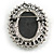 Vintage Inspired Clear Crystal Blue Cameo Brooch In Antique Silver Tone - 50mm L - view 5