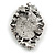 Vintage Inspired Grey/ Hematite Diamante Cameo Brooch in Aged Silver Tone  - 55mm Long - view 5