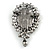 Vintage Inspired Filigree Grey Crystal Cameo Brooch In Antique Silver Tone - 55mm L - view 3