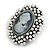 Vintage Inspired Faux Pearl Grey Cameo Brooch In Aged Silver Tone - 50mm L - view 3