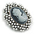 Vintage Inspired Faux Pearl Grey Cameo Brooch In Aged Silver Tone - 50mm L - view 4