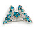 Dazzling Teal Green Coloured Crystal Butterfly Brooch in Silver Tone - 60mm Wide - view 3
