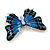 Large Black/ Blue Enamel, Crystal Butterfly Brooch In Rhodium Plating - 50mm Across - view 5