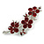 Ruby Red Crystal Triple Flower Brooch In Silver Tone - 60mm Across - view 2