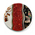 40mm L/Round Sea Shell Brooch/Blak/Red/White Shades/ Handmade/ Slight Variation In Colour/Natural Irregularities