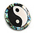 40mm L/Round Sea Shell Yin Yang Brooch/Black/White/Abalone Shades/ Handmade/ Slight Variation In Colour/Natural Irregularities - view 2