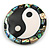 40mm L/Round Sea Shell Yin Yang Brooch/Black/White/Abalone Shades/ Handmade/ Slight Variation In Colour/Natural Irregularities - view 4