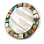 40mm L/Round Sea Shell Brooch/Silvery/Natural/Abalone Shades/ Handmade/ Slight Variation In Colour/Natural Irregularities - view 3