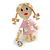 Funky Pink Enamel/ Acrylic Bead Doll Brooch with Crystal Purse In Gold Tone Metal/ 40mm L - view 4