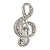 Small Silver Tone Crystal Music Treble Clef Brooch - 35mm L - view 2