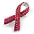 Crystal Breast Cancer Awareness Ribbon Pin In Silver Tone/ Pink/ 37mm Tall - view 4