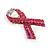 Crystal Breast Cancer Awareness Ribbon Pin In Silver Tone/ Pink/ 37mm Tall - view 5
