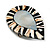 45mm L/Teardrop Shape Sea Shell Brooch/ Grey/Black/White Shades/ Handmade/ Slight Variation In Colour/Natural Irregularities - view 5