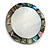 40mm L/Round Sea Shell Brooch/Silver/Grey/Abalone Shades/ Handmade/ Slight Variation In Colour/Natural Irregularities - view 2