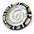 40mm L/Round Sea Shell Brooch/Silver/Natural/Black Shades/ Handmade/ Slight Variation In Colour/Natural Irregularities - view 4
