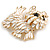 White Enamel Yorkie Puppy Dog Brooch In Gold Tone - 4cm Long - view 4