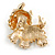 White Enamel Yorkie Puppy Dog Brooch In Gold Tone - 4cm Long - view 6