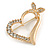 Open Diamante Heart&Butterfly Brooch In Gold Tone - 4cm Tall - view 3
