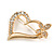 Open Diamante Heart&Butterfly Brooch In Gold Tone - 4cm Tall - view 4