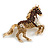 Brown/Citrine/ AB Pave Set Crystal Horse Brooch in Gold Tone - 65mm Across