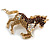 Brown/Citrine/ AB Pave Set Crystal Horse Brooch in Gold Tone - 65mm Across - view 4